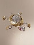 Schildkröten Brosche mit Diamanten und Rubinen