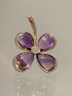Amethyst Kleeblatt Brosche