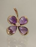 Amethyst Kleeblatt Brosche