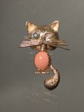 Korallen Katzen Brosche
